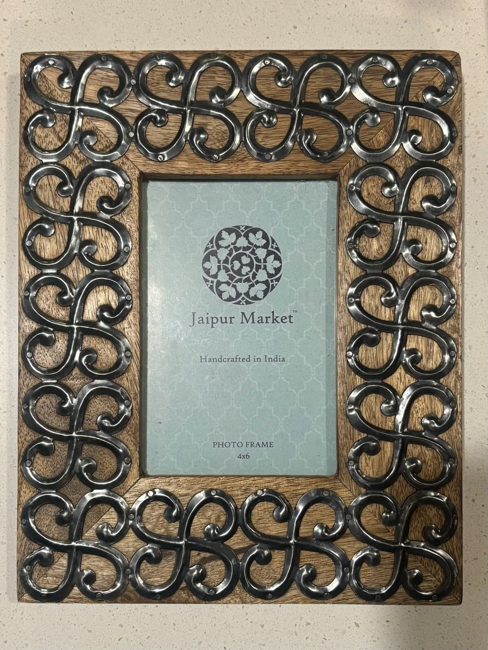 Jaipur Wood Frame with Silver Scroll Accents 069